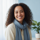 A candid headshot of a smiling young woman in her late 20s, with a relaxed and happy expression, conveying trust and satisfac